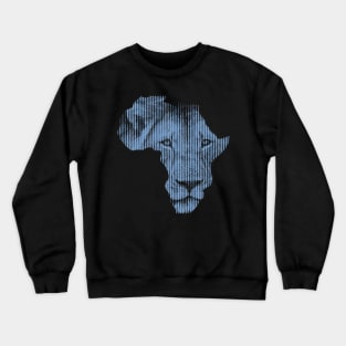 Blue Lion in Shape of Africa Crewneck Sweatshirt